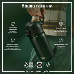 Ion8 - Paslanmaz Çelik Çocuk Suluk - Koyu Yeşil - 400 Ml - Sızdırmaz