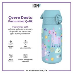 Ion8 - Paslanmaz Çelik Çocuk Suluk - Mavi Unicorn - 400 Ml - Sızdırmaz