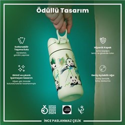 Ion8 - Paslanmaz Çelik Çocuk Suluk - Panda - 400 Ml - Sızdırmaz