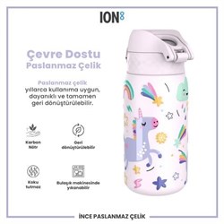 Ion8 - Paslanmaz Çelik Çocuk Suluk - Unicorn - 400 Ml - Sızdırmaz
