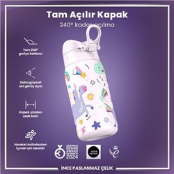 Ion8 - Paslanmaz Çelik Çocuk Suluk - Unicorn - 400 Ml - Sızdırmaz