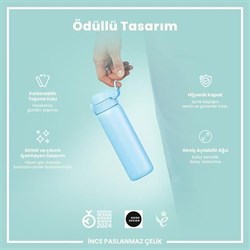 Ion8 - Paslanmaz Çelik İnce Suluk - Alaska Mavisi - 600 Ml - Sızdırmaz