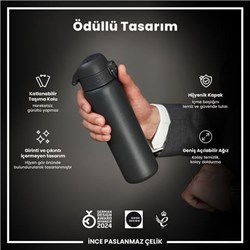 Ion8 - Paslanmaz Çelik İnce Suluk - Gri - 600 Ml - Sızdırmaz