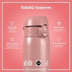 ION8 - Paslanmaz Çelik İnce Suluk - Gül Pembe - 600 Ml - Sızdırmaz