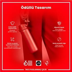 ION8 - Paslanmaz Çelik İnce Suluk - Kırmızı - 600 Ml - Sızdırmaz