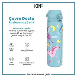 Ion8 - Paslanmaz Çelik İnce Suluk - Mavi Unicorn - 600 Ml - Sızdırmaz