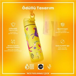 Ion8 - Paslanmaz Çelik İnce Suluk - Sarı Unicorn - 600 Ml - Sızdırmaz