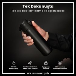 Ion8 - Paslanmaz Çelik İnce Suluk - Siyah - 600 Ml - Sızdırmaz