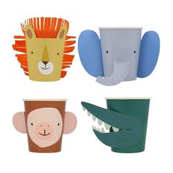 Meri Meri - Animal Parade Character Cups - Hayvan Geçit Töreni Bardaklar - 8Li