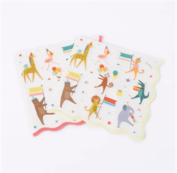 Meri Meri - Animal Parade Large Napkins - Hayvanlar Geçit Töreni Peçeteler (16Lı)