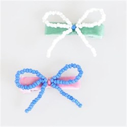 Meri Meri - Beaded Bow Hair Clips - Boncuklu Fiyonklu Saç Tokaları - 5 Adet