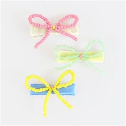 Meri Meri - Beaded Bow Hair Clips - Boncuklu Fiyonklu Saç Tokaları - 5 Adet