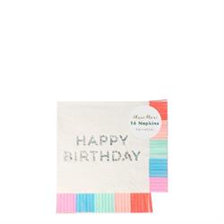 Meri Meri - Birthday Fringe Small Napkins - Happy Birthday Peçete - S - 16Lı