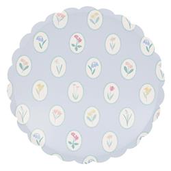 Meri Meri - Bloomsbury Çiçek Desenli Tabaklar - L - 8 Adet