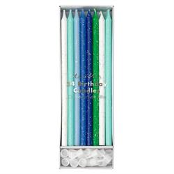 Meri Meri - Blue Glitter Candles - Mavi Simli Mumlar