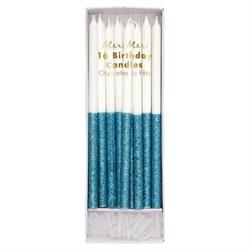 Meri Meri - Blue Glitter Dipped Candles - Mavi Simli Mumlar