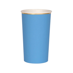 Meri Meri - Bright Blue Highball Cups - Parlak Mavi Bardaklar - L - 8Li
