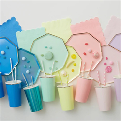 Meri Meri - Bright Blue Highball Cups - Parlak Mavi Bardaklar - L - 8Li