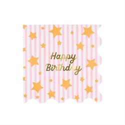 Meri Meri - Bright Star Happy Birthday Large Napkins - Parlak Yıldız Happy Birthday Peçeteler - L - 16 Adet