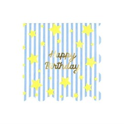 Meri Meri - Bright Star Happy Birthday Large Napkins - Parlak Yıldız Happy Birthday Peçeteler - L - 16 Adet