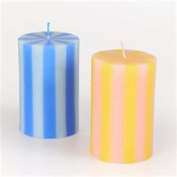 Meri Meri - Bright Striped Pillar Candles - Parlak Çizgili Sütun Mumlar - 5 Adet