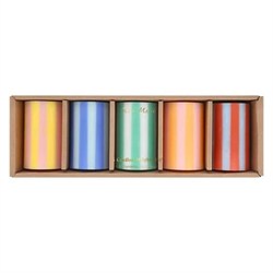 Meri Meri - Bright Striped Pillar Candles - Parlak Çizgili Sütun Mumlar - 5 Adet