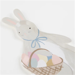 Meri Meri - Bunny With Basket Plates - Sepetli Tavşan Tabaklar - 8Li