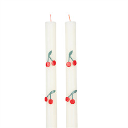 Meri Meri - Cherry Table Candles - Kiraz Desenli Şamdan Mumu - 2 Adet