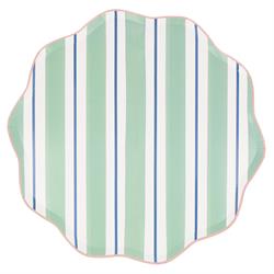 Meri Meri - Çizgili Tabaklar - L - 8 Adet
