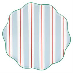 Meri Meri - Çizgili Tabaklar - L - 8 Adet