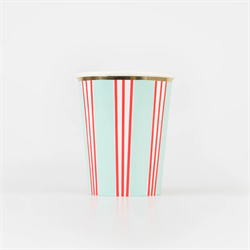 Meri Meri - Çizgili Varaklı Bardaklar - 8 Adet
