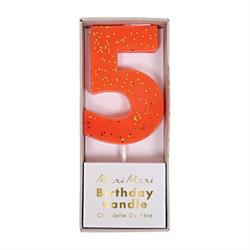 Meri Meri - Coral Number 5 Candle - 5 Numara Mercan Mum