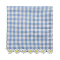 Meri Meri - Daisy Edge Gingham Napkins - Papatya Detaylı Pötikare Kumaş Peçeteler - 4Lü