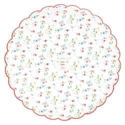 Meri Meri - Ditsy Posy Çiçekli Tabaklar - L - 8 Adet