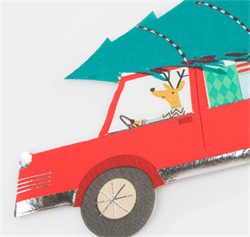 Meri Meri - Driving Reindeer Napkins - Yeni Yıl Peçete (16Lı)