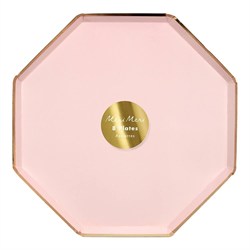 Meri Meri - Dusky Pink Plates - Toz Pembe Tabaklar - L - 8Li