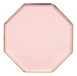 Meri Meri - Dusky Pink Plates - Toz Pembe Tabaklar - L - 8Li