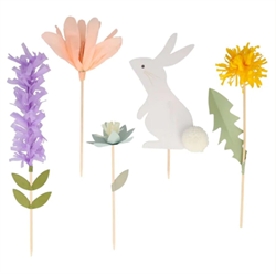 Meri Meri - Easter Cake Toppers - Çiçekli Tavşan Pasta Süsleri