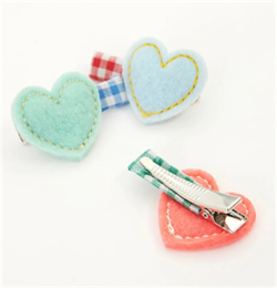 Meri Meri - Felt Heart Hair Clips - Kalp Tokalar - 6Lı