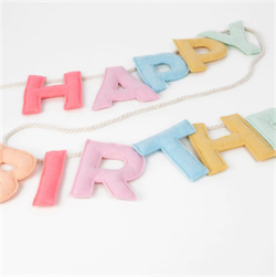 Meri Meri - Fely Happy Birthday Garland - Keçe Happy Birthday Asılan Süs