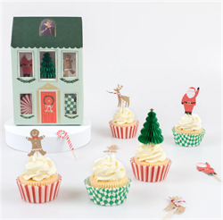 Meri Meri - Festive House Cupcake Kit - Yeni Yıl Evi Cupcake Kit (24Lü)