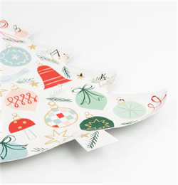 Meri Meri - Festive Pattern Tree Plates - Yeni Yıl Ağacı Tabaklar (8Li)