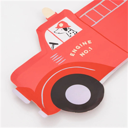 Meri Meri - Fire Truck Plates - İtfaiye Kamyonu Tabaklar - 8Li