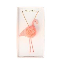 Meri Meri - Flamingo Pompom Necklace - Ponpon Flamingo Kolye