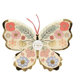 Meri Meri - Floral Butterfly Plates - Çiçekli Kelebek Tabak - 8Li
