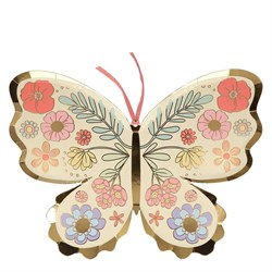 Meri Meri - Floral Butterfly Plates - Çiçekli Kelebek Tabak - 8Li