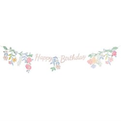 Meri Meri - Floral Happy Birthday Garland - Çiçekli Happy Birthday Asılan Süs