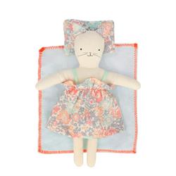 Meri Meri - Floral Kitty Mini Suitcase Doll - Mini Çiçekli Kedi Oyuncaklı Çanta