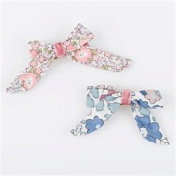 Meri Meri - Floral Pattern Bow Hair Clips - Çiçek Desenli Fiyonklu Saç Tokaları - 4 Adet