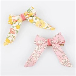 Meri Meri - Floral Pattern Bow Hair Clips - Çiçek Desenli Fiyonklu Saç Tokaları - 4 Adet